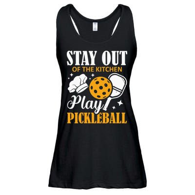 Stay Out Of The Kitchen Play Pickleball Sports Ladies Essential Flowy Tank