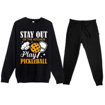 Stay Out Of The Kitchen Play Pickleball Sports Premium Crewneck Sweatsuit Set