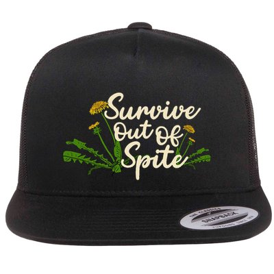 Survive Out Of Spite Dandelion Flower Sarcastic Spicy Women Flat Bill Trucker Hat