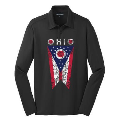 State Of Ohio Burgee Flag The Buckeye State Silk Touch Performance Long Sleeve Polo