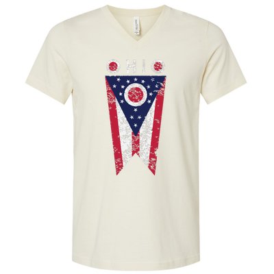 State Of Ohio Burgee Flag The Buckeye State V-Neck T-Shirt