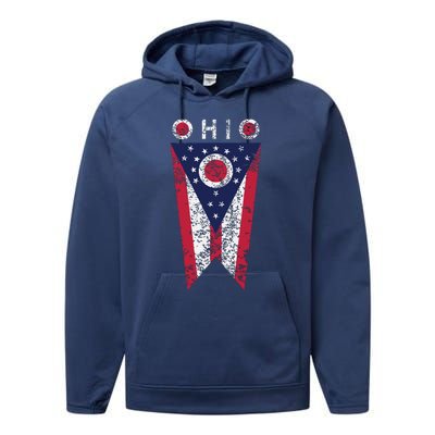 State Of Ohio Burgee Flag The Buckeye State Performance Fleece Hoodie