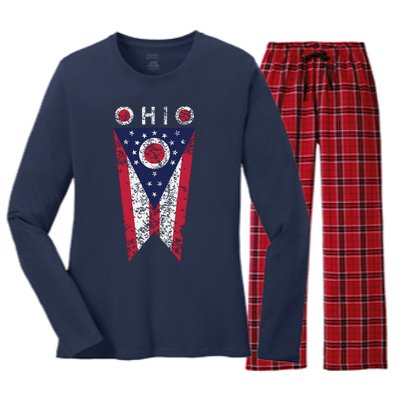 State Of Ohio Burgee Flag The Buckeye State Women's Long Sleeve Flannel Pajama Set 