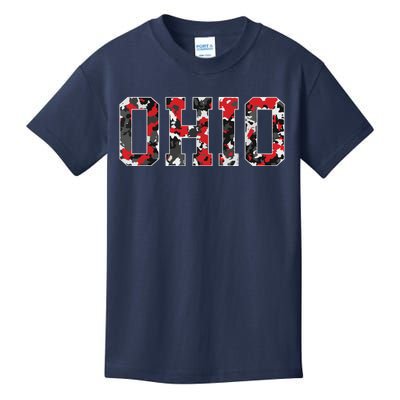 State Of Ohio Ohioan Trendy Distressed Camo Graphic Designs Kids T-Shirt