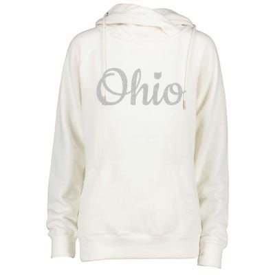 State Of Ohio Pride Script Text Distressed Design Gifts Womens Funnel Neck Pullover Hood