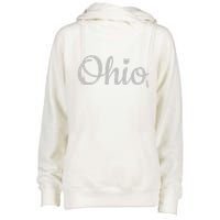 State Of Ohio Pride Script Text Distressed Design Gifts Womens Funnel Neck Pullover Hood