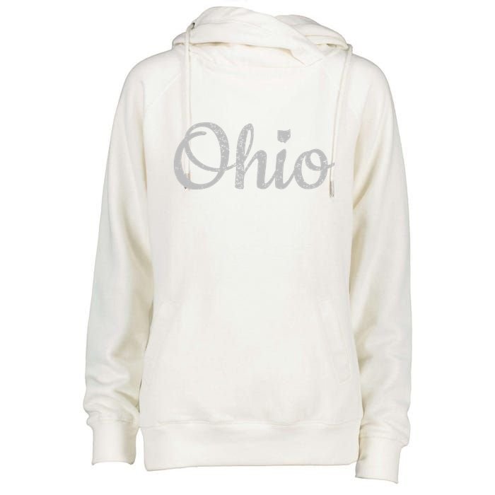 State Of Ohio Pride Script Text Distressed Design Gifts Womens Funnel Neck Pullover Hood