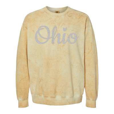 State Of Ohio Pride Script Text Distressed Design Gifts Colorblast Crewneck Sweatshirt