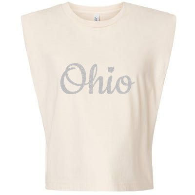 State Of Ohio Pride Script Text Distressed Design Gifts Garment-Dyed Women's Muscle Tee