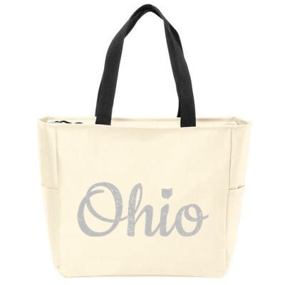 State Of Ohio Pride Script Text Distressed Design Gifts Zip Tote Bag