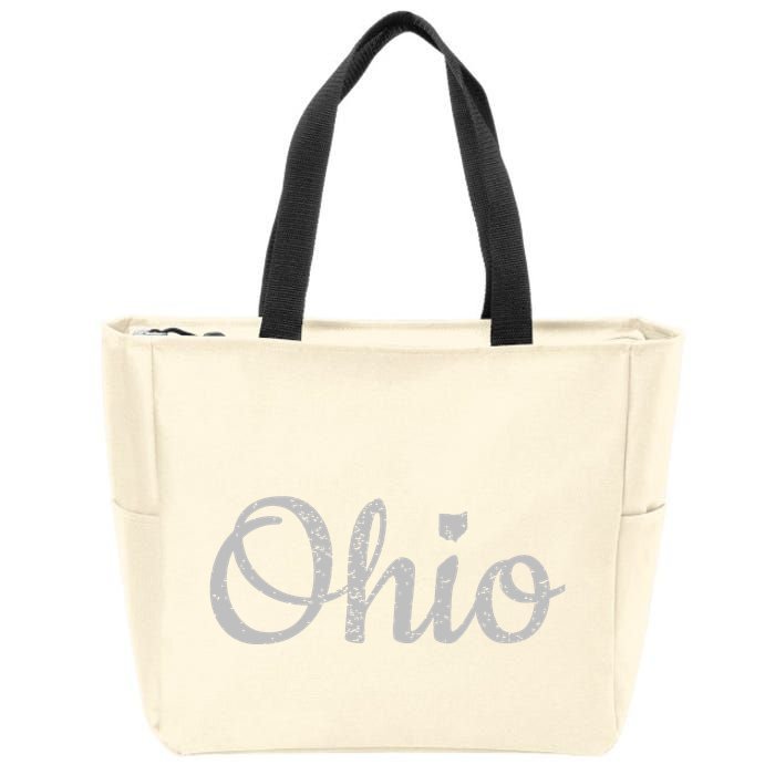 State Of Ohio Pride Script Text Distressed Design Gifts Zip Tote Bag