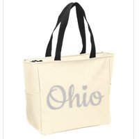 State Of Ohio Pride Script Text Distressed Design Gifts Zip Tote Bag