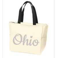 State Of Ohio Pride Script Text Distressed Design Gifts Zip Tote Bag