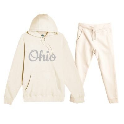 State Of Ohio Pride Script Text Distressed Design Gifts Premium Hooded Sweatsuit Set