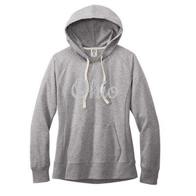State Of Ohio Pride Script Text Distressed Design Gifts Women's Fleece Hoodie
