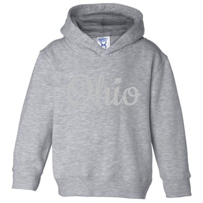 State Of Ohio Pride Script Text Distressed Design Gifts Toddler Hoodie