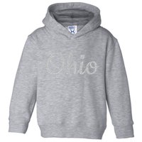 State Of Ohio Pride Script Text Distressed Design Gifts Toddler Hoodie