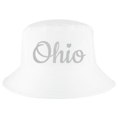 State Of Ohio Pride Script Text Distressed Design Gifts Cool Comfort Performance Bucket Hat