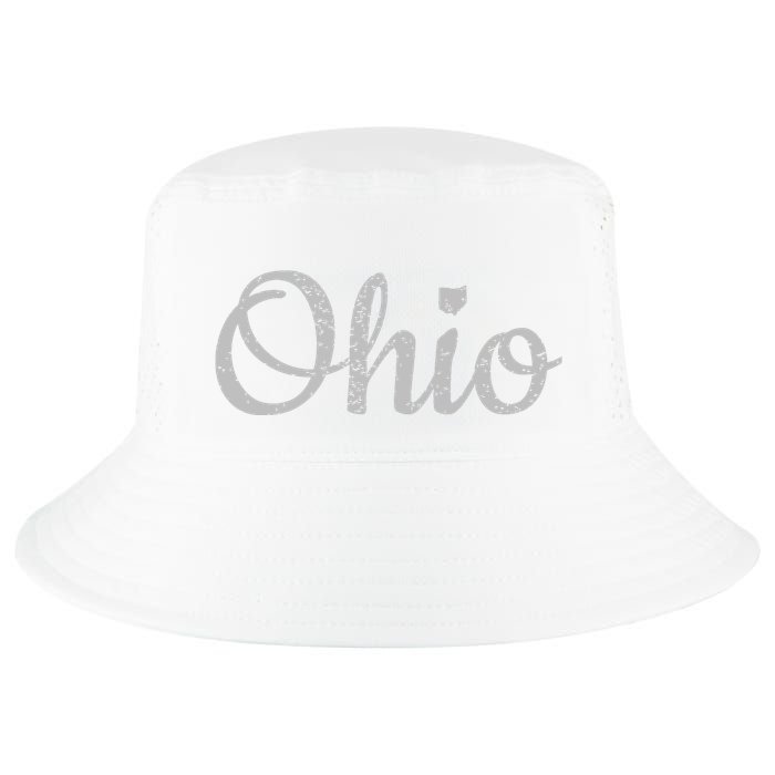 State Of Ohio Pride Script Text Distressed Design Gifts Cool Comfort Performance Bucket Hat