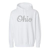 State Of Ohio Pride Script Text Distressed Design Gifts Garment-Dyed Fleece Hoodie