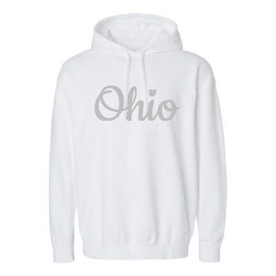 State Of Ohio Pride Script Text Distressed Design Gifts Garment-Dyed Fleece Hoodie