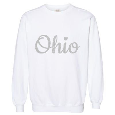 State Of Ohio Pride Script Text Distressed Design Gifts Garment-Dyed Sweatshirt