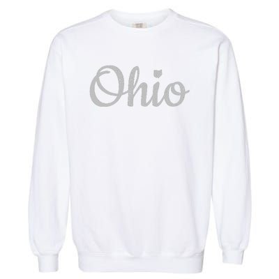 State Of Ohio Pride Script Text Distressed Design Gifts Garment-Dyed Sweatshirt