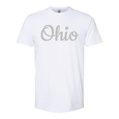 State Of Ohio Pride Script Text Distressed Design Gifts Softstyle® CVC T-Shirt