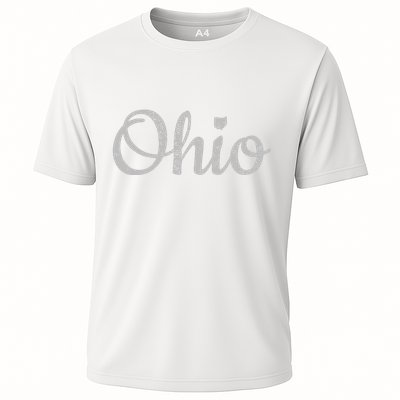 State Of Ohio Pride Script Text Distressed Design Gifts Performance Shirt