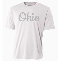 State Of Ohio Pride Script Text Distressed Design Gifts Cooling Performance Crew T-Shirt