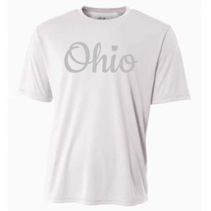 State Of Ohio Pride Script Text Distressed Design Gifts Cooling Performance Crew T-Shirt