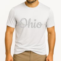 State Of Ohio Pride Script Text Distressed Design Gifts Performance Shirt