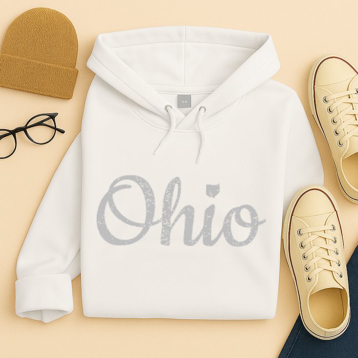 State Of Ohio Pride Script Text Distressed Design Gifts Hoodie