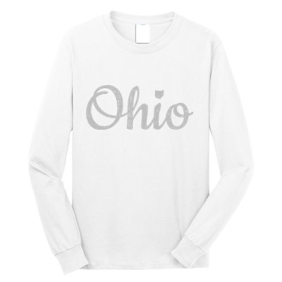 State Of Ohio Pride Script Text Distressed Design Gifts Long Sleeve Shirt