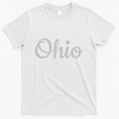 State Of Ohio Pride Script Text Distressed Design Gifts T-Shirt