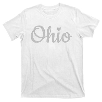 State Of Ohio Pride Script Text Distressed Design Gifts T-Shirt