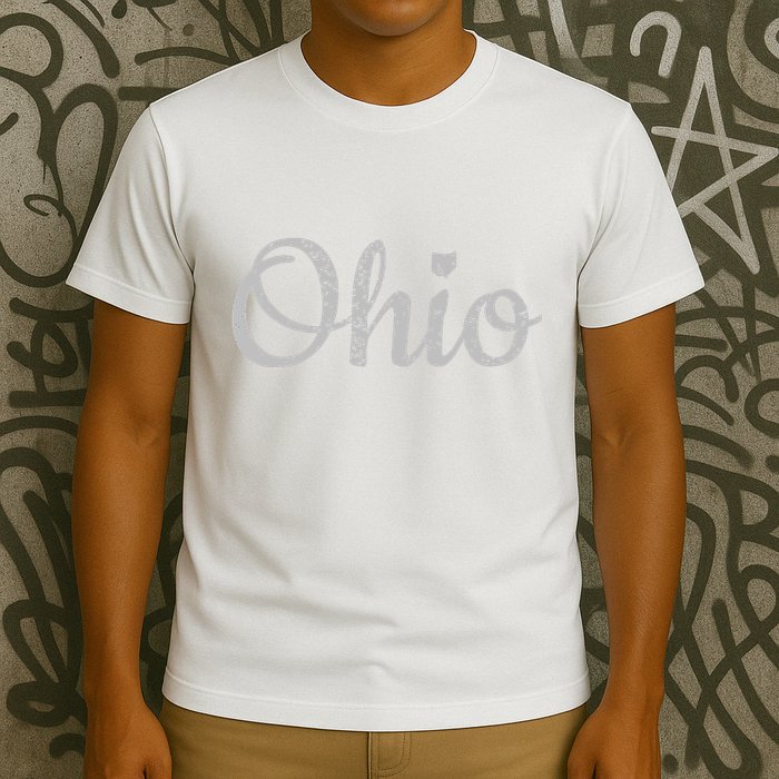State Of Ohio Pride Script Text Distressed Design Gifts T-Shirt