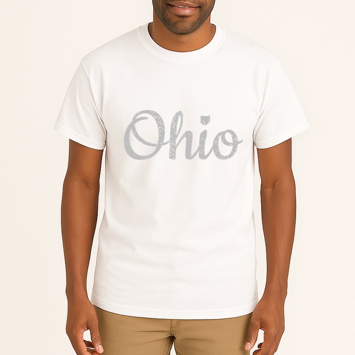 State Of Ohio Pride Script Text Distressed Design Gifts Tall T-Shirt