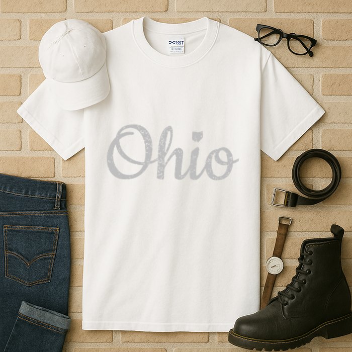 State Of Ohio Pride Script Text Distressed Design Gifts Tall T-Shirt