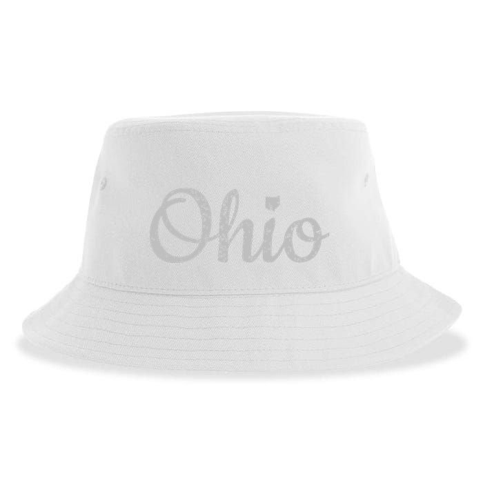 State Of Ohio Pride Script Text Distressed Design Gifts Sustainable Bucket Hat