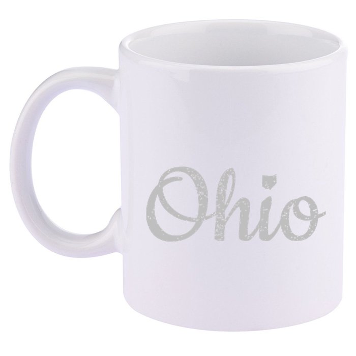 State Of Ohio Pride Script Text Distressed Design Gifts 11oz C Handle Ceramic Mug