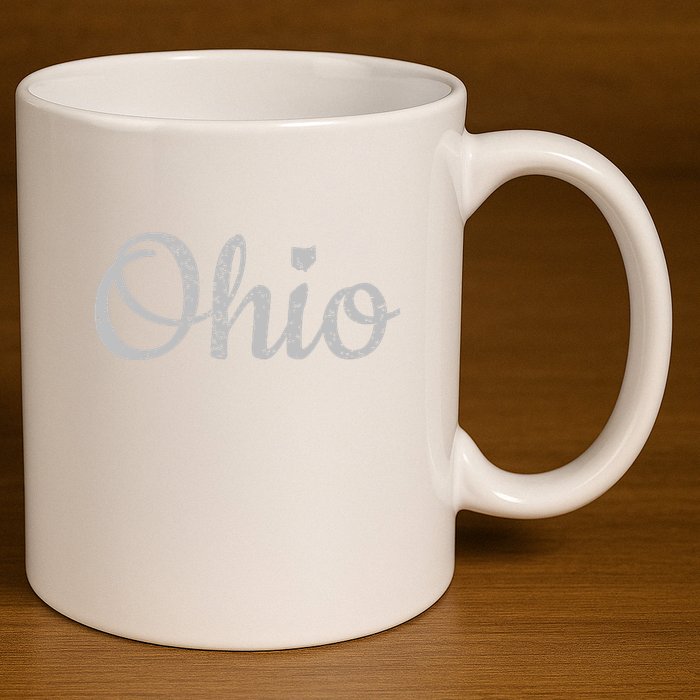 State Of Ohio Pride Script Text Distressed Design Gifts 11oz C Handle Ceramic Mug