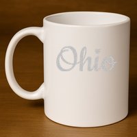 State Of Ohio Pride Script Text Distressed Design Gifts 11oz C Handle Ceramic Mug