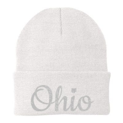 State Of Ohio Pride Script Text Distressed Design Gifts Beanie