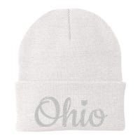 State Of Ohio Pride Script Text Distressed Design Gifts Beanie