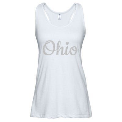 State Of Ohio Pride Script Text Distressed Design Gifts Ladies Essential Flowy Tank