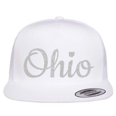State Of Ohio Pride Script Text Distressed Design Gifts Flat Bill Trucker Hat