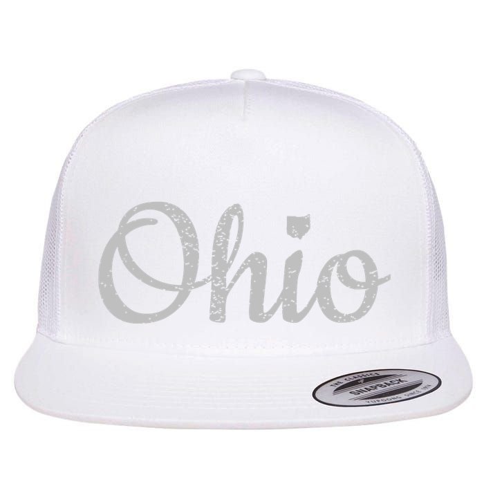 State Of Ohio Pride Script Text Distressed Design Gifts Flatbill Hat