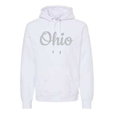 State Of Ohio Pride Script Text Distressed Design Gifts Premium Hoodie