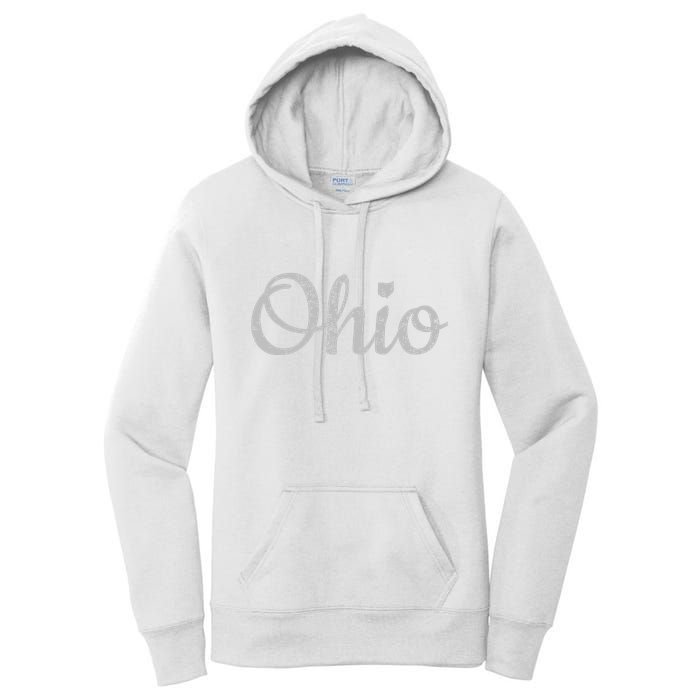 State Of Ohio Pride Script Text Distressed Design Gifts Women's Pullover Hoodie
